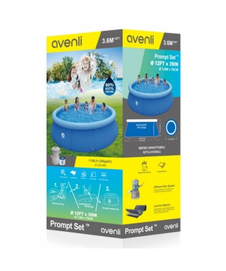Piscină cu inel gonflabil și filtrare 3,60m H0,76m | Avenli