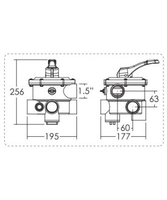 Vana multiport lateral MPV03 cu sase pozitii pentru filtru nisip | Emaux 