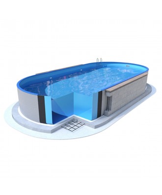 Piscina ingropata ovala model Ibiza dimensiuni 600cm x 320cm H-150cm