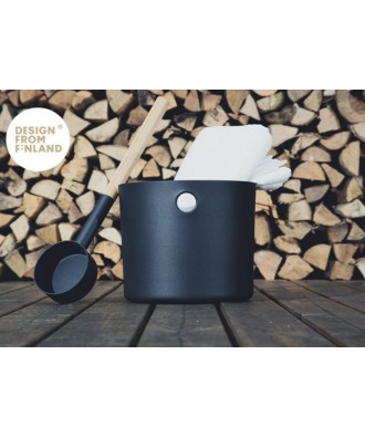 Termometru aluminiu pentru sauna in set cu polonic Black | Kolo