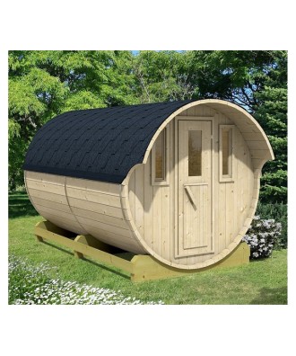 Sauna finlandeza tip Butoi cu ferestre si copertina 4 persoane 