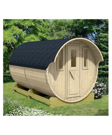 Sauna finlandeza tip Butoi cu ferestre si copertina 4 persoane 