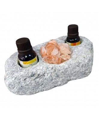 Set arome piatra cu 3 orificii si sare de Himalaya si 2 buc uleiuri esentiale brad si portocala | Spa Point