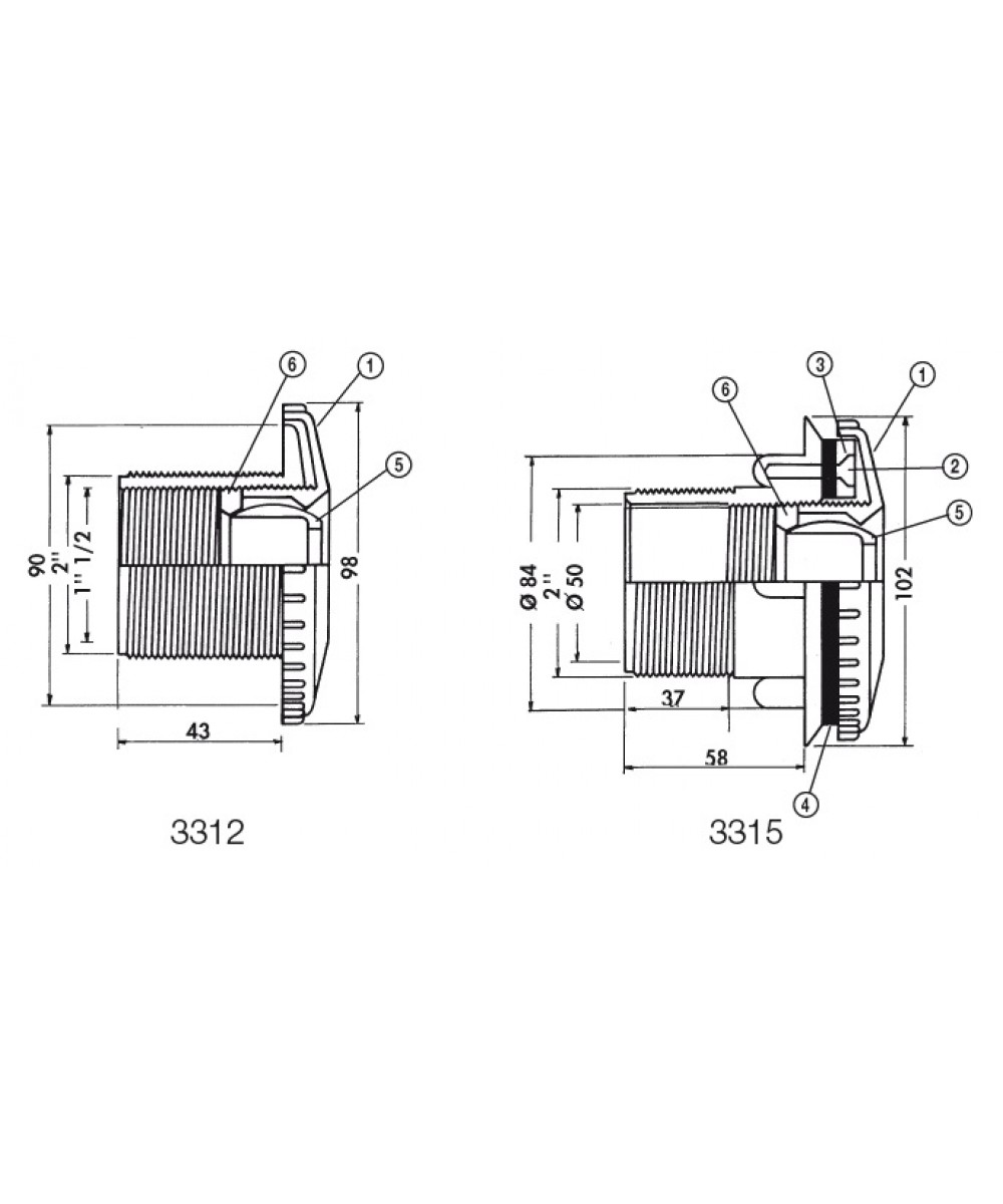 Piese de schimb duza intrare perete 3312 - 3315 | Hayward